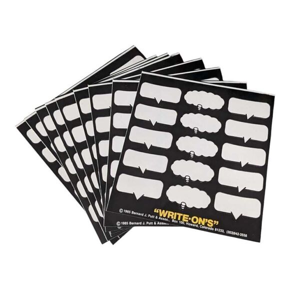 Lot Of 9 Sheets Vintage 1985 Write Ons Blank Caption Photo Stickers Customizable - Picture 1 of 4
